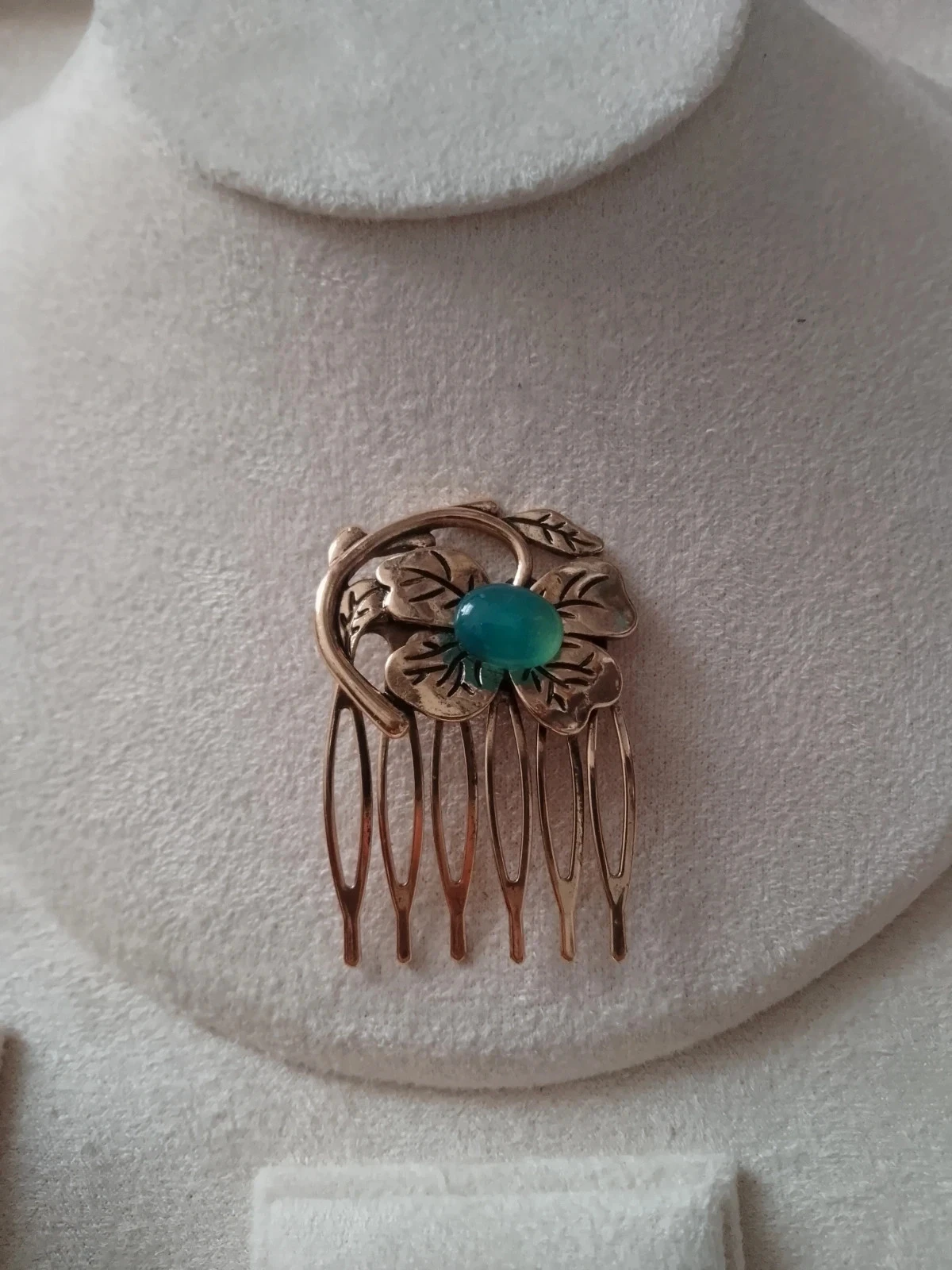 Barrette peigne fleur pierre naturelle d'agate – photo 2